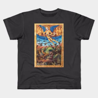 St. Michael Fighting the Dragon (French medieval illustration) Kids T-Shirt